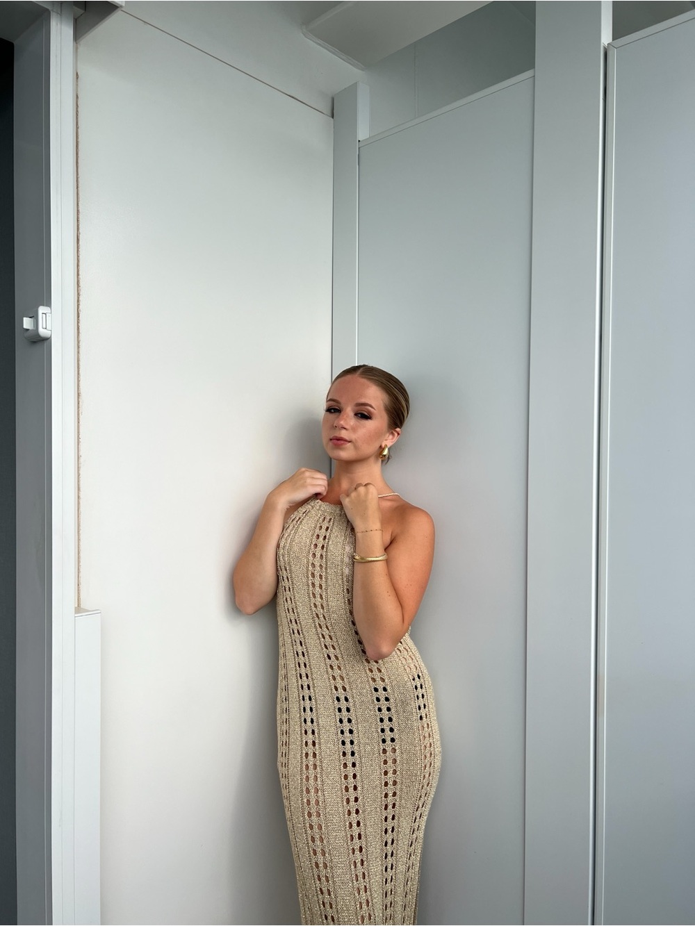 Gold Crochet Maxi Beach Dress